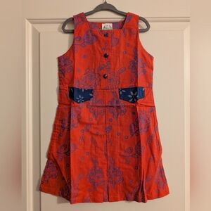 Orange And Blue Floral Sleeveless Dress